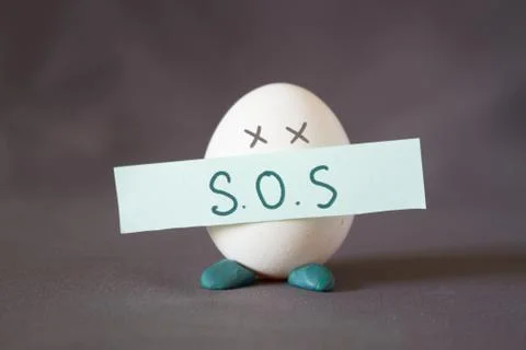 Egg character with help sing Stock Photos