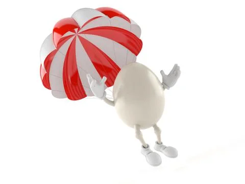 Egg character with parachute Stock Illustration