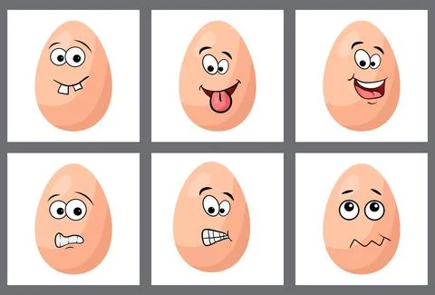 Egg character set isolated on white background. Cute cartoon eggs Stock Illustration
