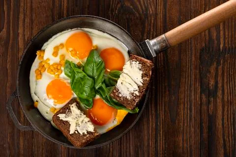 Egg, cheese, plain, veggie, spinach omelette, coffee, plate drawn, french toa Stock-Fotos