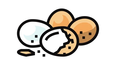 Egg chicken shell color icon animation Stock Footage 326107674