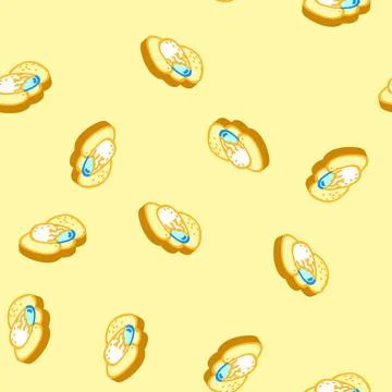 Egg chicken shell isometric icon seamless pattern Stock Illustration