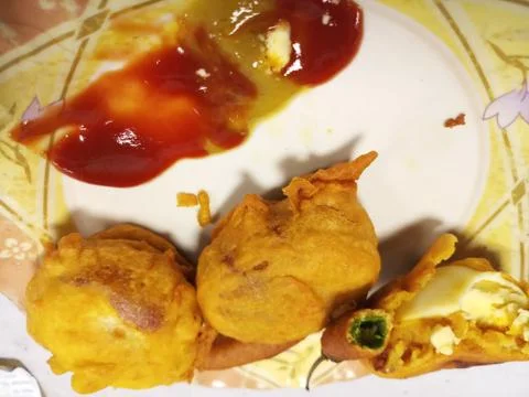 Egg chop for evening snacks Foto stock