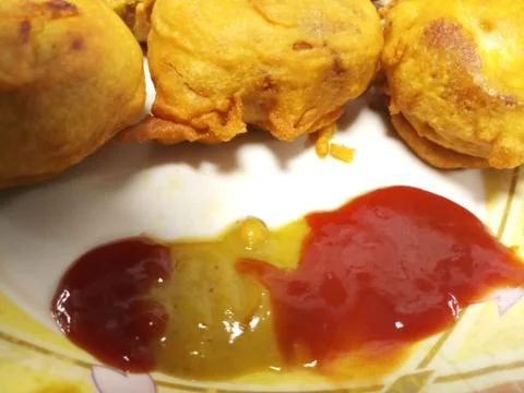 Egg chop in plate Foto stock