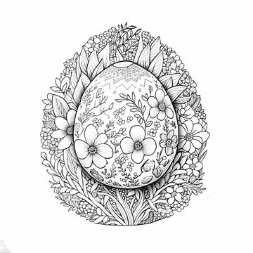 Egg-citing Easter Coloring Book Page Stock Illustration