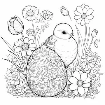 Egg-citing Easter Coloring Book Page Stock Illustration