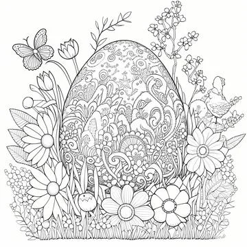 Egg-citing Easter Coloring Book Page Stock Illustration