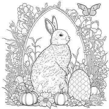 Egg-citing Easter Coloring Book Page Stock Illustration