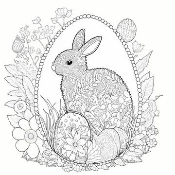 Egg-citing Easter Coloring Book Page Stock Illustration