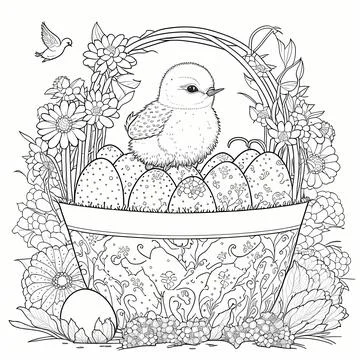Egg-citing Easter Coloring Book Page Stock Illustration