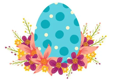 Egg with colorful flowers Stock Illustration