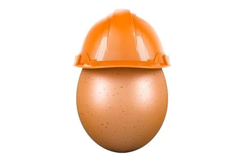 Egg with construction hardhat, 3D rendering Stock Illustration