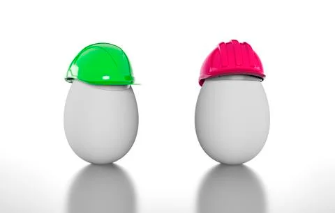 Egg construction helmet, 3d render Stock Illustration