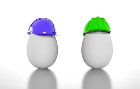 Egg construction helmet, 3d render Illustrazione stock
