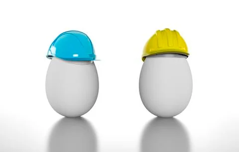 Egg construction helmet, 3d render Stock Illustration