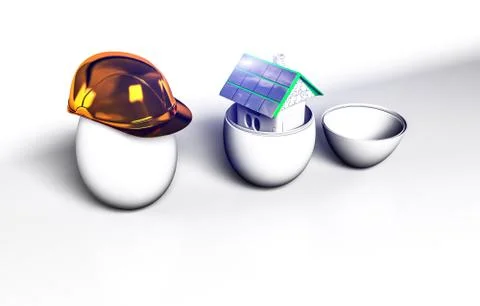 Egg construction helmet 3drender Stock Illustration