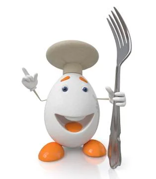 Egg the cook with a fork Stock Illustration