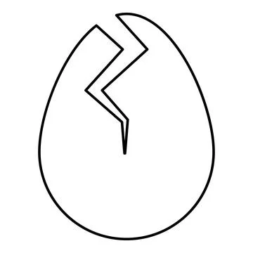 Egg with cracked eggshell damaged contour outline line icon black color vec.. Stock Illustration