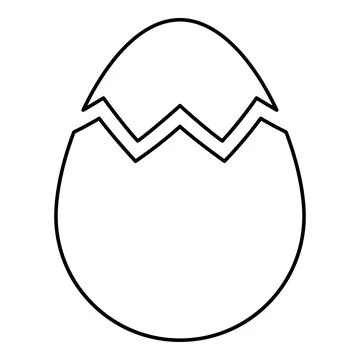 Egg with cracked eggshell damaged contour outline line icon black color vec.. Stock Illustration