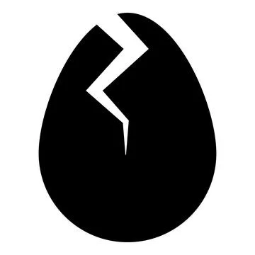 Egg with cracked eggshell damaged icon black color vector illustration imag.. Stock Illustration