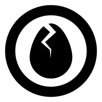 Egg with cracked eggshell damaged icon in circle round black color vector i.. Stock Illustration