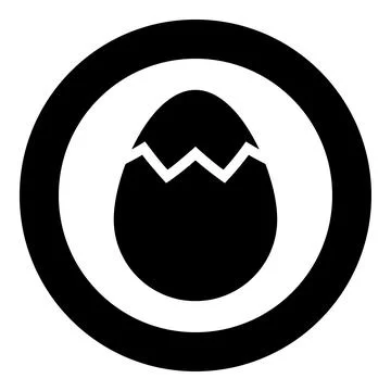 Egg with cracked eggshell damaged icon in circle round black color vector i.. Stock Illustration