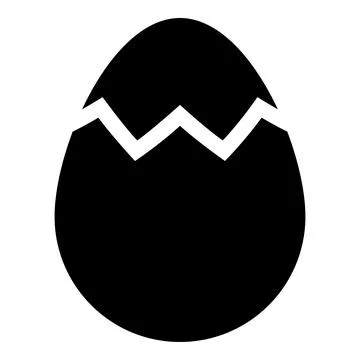 Egg with cracked eggshell damaged icon black color vector illustration imag.. Stock Illustration
