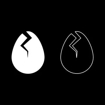 Egg with cracked eggshell damaged set icon white color vector illustration .. Stock Illustration