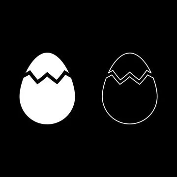 Egg with cracked eggshell damaged set icon white color vector illustration .. Stock Illustration