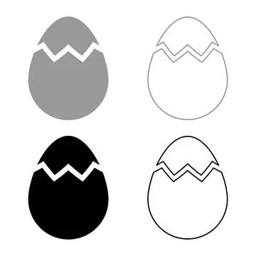Egg with cracked eggshell damaged set icon grey black color vector illustra.. Stock Illustration
