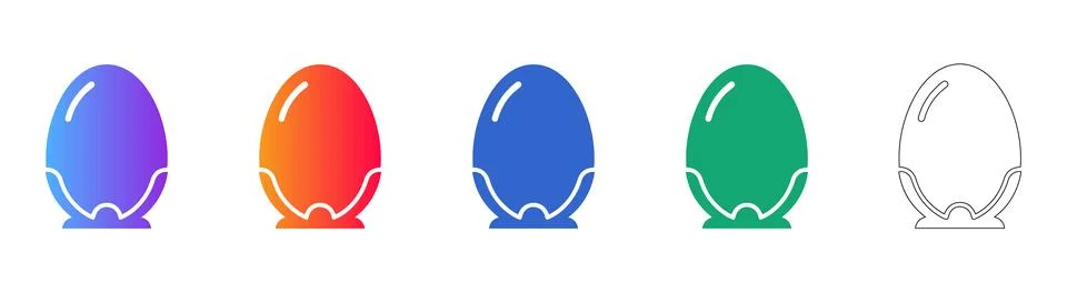 Egg Cup Icon Set for Breakfast and Food UI Stock Illustration