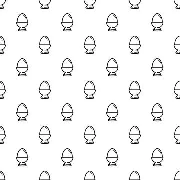 Egg cup outline icons kitchen food pattern Stock Illustration