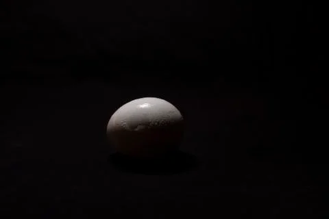 An egg in a dark copy space background. Food and product photography. Stock Photos