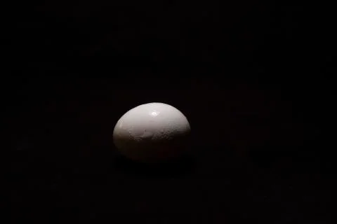 An egg in a dark copy space background. Food and product photography. Stock Photos