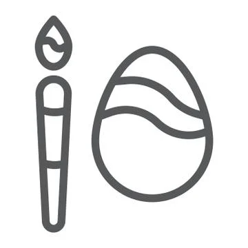 Egg decoration line icon, easter and paint, egg and brush sign, vector graphics Stock Illustration