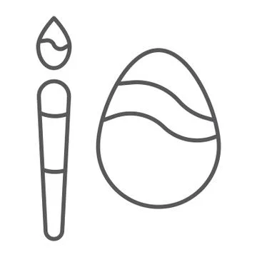 Egg decoration thin line icon, easter and paint, egg and brush sign, vector Stock Illustration