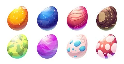 Egg dinosaur cartoon cute magic illustration set Stock Illustration