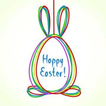 Egg doodle background. Happy Ester greeting card. Cute hand drawn childish in Stock Illustration