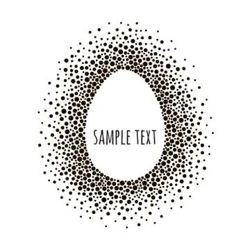 Egg dotted frame with space for text. Black and white vector abstract backgro Stock Illustration