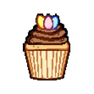 Egg easter cupcake pixel art vector illustration Illustrazione stock