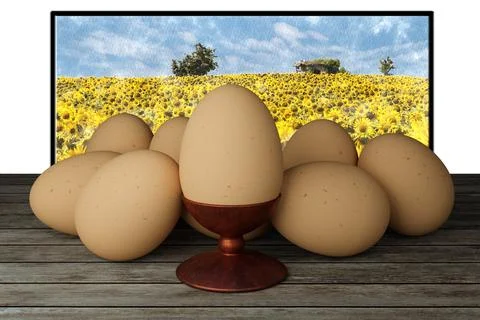 Egg, eggs. Spring, healthy food. Easter - 3D Illustration. Stock Illustration