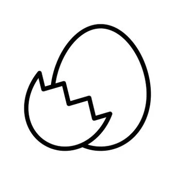 Egg with eggshell vector, Easter line icon editable stroke Illustrazione stock