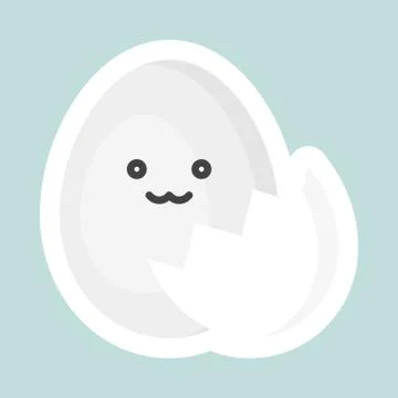 Egg with eggshell vector icon, Easter and spring flat sticker Stock Illustration