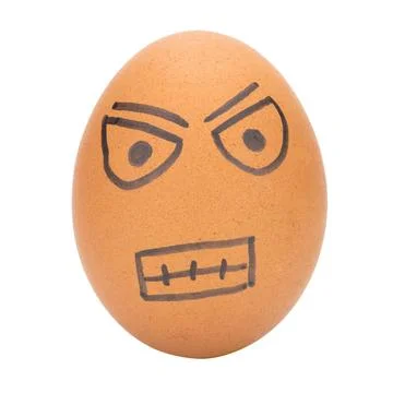 Egg face angry man concept isolated on white background Stock Photos