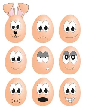 Egg faces collection Stock Illustration