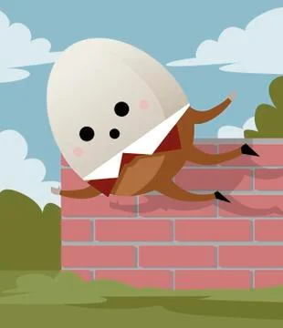Egg fantasy character falling from a wall 스톡 일러스트