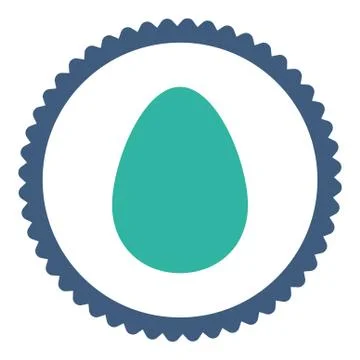 Egg flat cobalt and cyan colors round stamp icon Stock Illustration