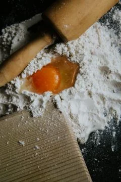 Egg in the flour Stock Photos