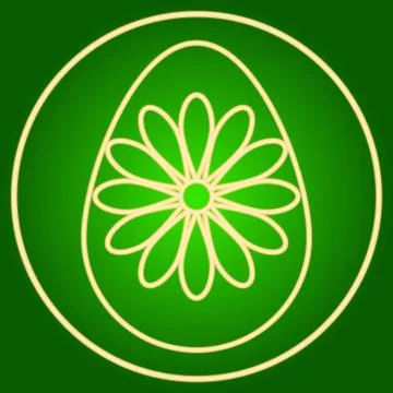 Egg with a flower in a neon circle. Easter. Stock Illustration