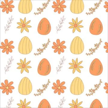Egg flowers branches color pattern vector textiles Stock Illustration